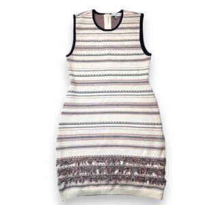 Cupcakes & Cashmere Striped Knit Sheath Mini Dress Fringe Hem Size 8